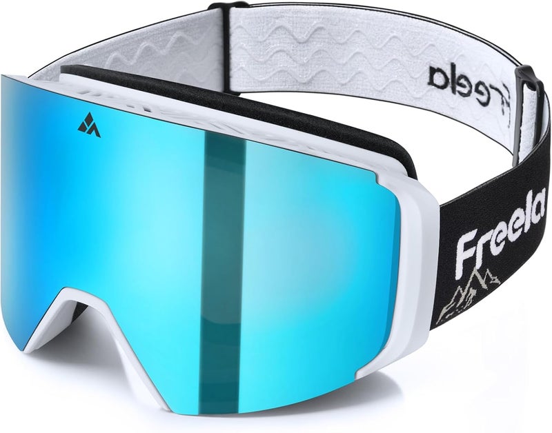 Freela Ski Goggles- Frameless, Magnetic OTG Snow Goggles Interchangeable Lens UV400 Protection Anti-Fog for Adult Men Women - Image 1